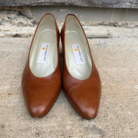 Vintage Liz Claiborne Brown Leather Heels - Women's Size 7M - Picture 2 of 6
